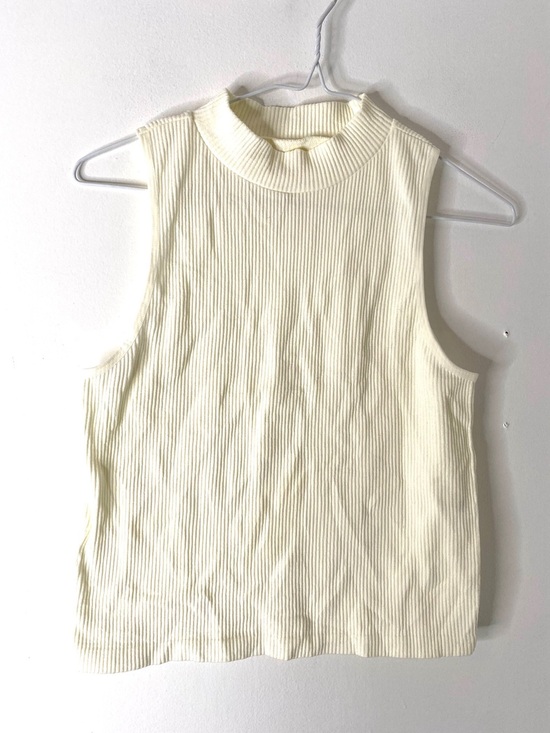 Gypsy + Jade Tops - Gypsy + Jade Ivory Ribbed Mock Neck Sleeveless Top Stretch Layering Tee